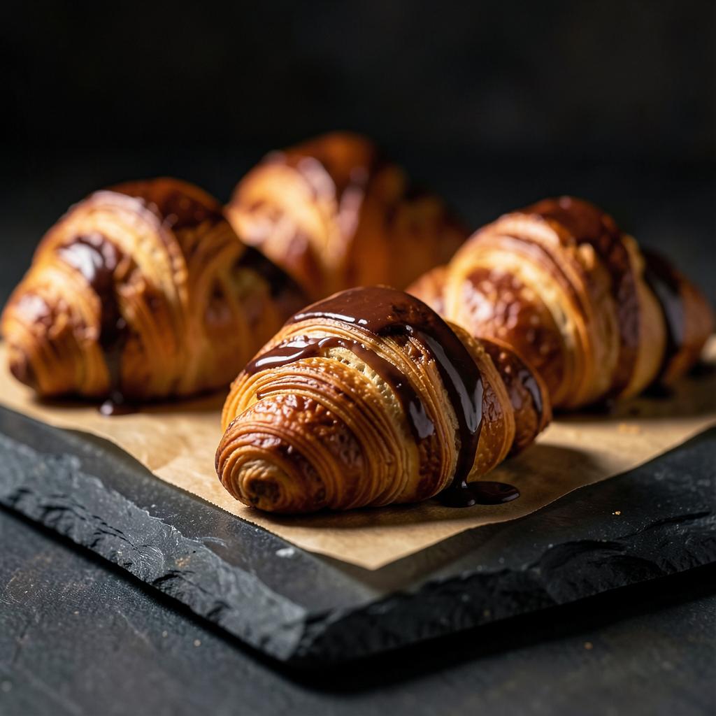 Croissant de chocolate horneado